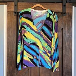 NVD Women’s Large Jeweled Psychedelic Print Cardigan